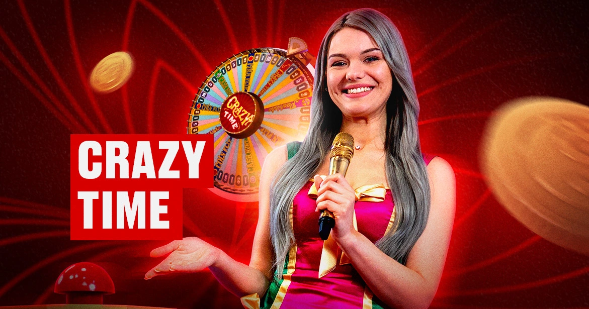 Crazy Time live game host with bonus wheel